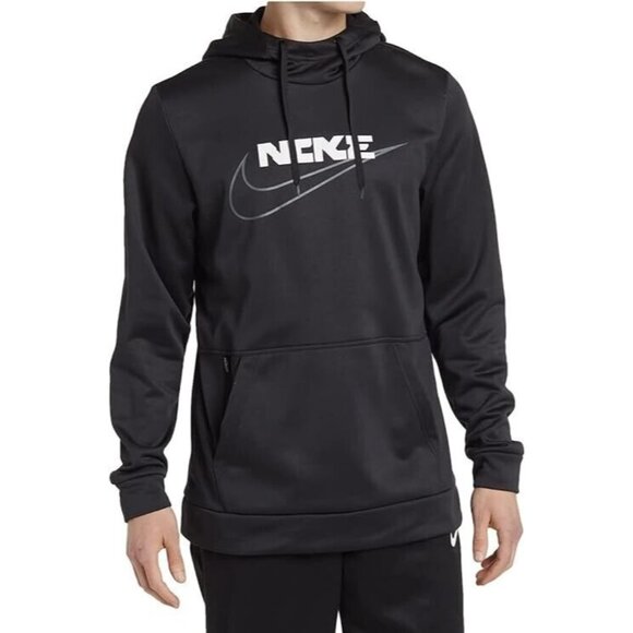 Mens Nike Therma-Fit Training Fleece Lined Hoodie Sweatshirt Medium Black DD1766 - Picture 1 of 5